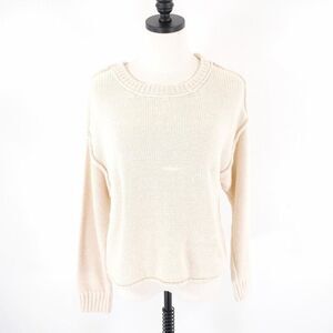 American‎ Eagle Cream Reverse Aesthetic Knit Sweater Small Long Sleeve Cotton